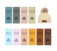 FURREN 60 Piezas Etiquetas Hecho a Mano PU Etiquetas de Cuero Personalizadas Etiquetas Handmade para Coser Cuero Etiquetas para Ropa Hecho a Mano Etiquetas de Ganchillo con Agujeros para Manualidad