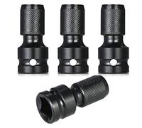 FURREN - Adaptador de impacto de 4 piezas, 1/2 cuadrados, para 1/4, adaptador de enchufe de varilla hexagonal, convertidor de portabrocas de liberación rápida para llave de trinquete