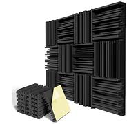 FURREN Paquete de 12 Paneles de Espuma a de Sonido Autoadhesivos, Espuma AcúStica de 12X12X2 Pulgadas, Acolchado a de Sonido de Alta Resiliencia - Negro