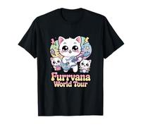 Furrvana World Tour Cute Cat Band Kawaii Rock Music Parodia Camiseta