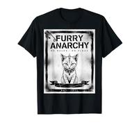 Furry Anarchy Punk Cat Funny Rebel Kitten Rock Style Camiseta