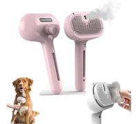 Furry Basics Brush, Kivori Pet Grooming Brush Steamer, 3-in-1 Pet Grooming Brush with Steam & Self-Cleaning Silicone Bristles (Pink)