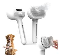 Furry Basics Brush, Kivori Pet Grooming Brush Steamer, 3-in-1 Pet Grooming Brush with Steam & Self-Cleaning Silicone Bristles (White)