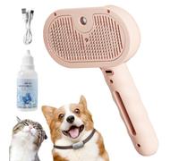 Furry Basics Pet Grooming Brush, Steam Brush for Dogs, Pet Spray Hair Removal Comb, Kivori Grooming Vapor Comb (Pink)