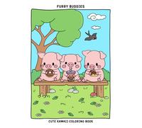 Furry Buddies: Cute Kawaii Coloring Book for Adults and Teens Featuring Adorable Animal Illustrations Simple and Easy to Color for Relaxation