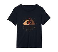 Furry Buddies Forever Pet Love Heart Paw Camiseta, Mujer Tallas Grandes, Negro, 6XL Grande