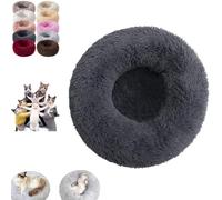 Furry Cat Donut, Furry Donut Cat, Cat Donut Bed, Washable Anti-Anxiety Donut Dog Cuddler Bed, Non-slip Bottom Winter Pet Plush Bed, Round Cat Bed Pet Mattress Warm Comfortable (3XL,Dark gray)