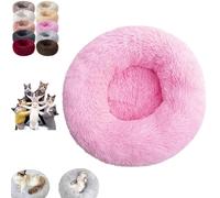 Furry Cat Donut, Furry Donut Cat, Cat Donut Bed, Washable Anti-Anxiety Donut Dog Cuddler Bed, Non-slip Bottom Winter Pet Plush Bed, Round Cat Bed Pet Mattress Warm Comfortable (S,Bright pink)