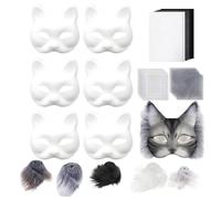 Furry Fox Masque - Cubierta Peluda | Set Gato Maque | Disfraz De Animales Con Camisetas Para Los Ojos | Artes Artes Para Niños Niñas Adultos Teatro Familiares Amigos Navidad Navidad
