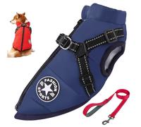 Furry King Dog Winter Coat, Furryking 3 In 1 Winter Jacket for Dogs, Dog Coat with Harness, Zippered Waterproof and Windproof Snow Jacket for Small, Medium and Large Dogs (Blue,L)