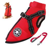 Furry King Dog Winter Coat, Furryking 3 In 1 Winter Jacket for Dogs, Dog Coat with Harness, Zippered Waterproof and Windproof Snow Jacket for Small, Medium and Large Dogs (Red,XL)