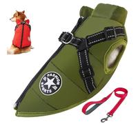 Furry King Dog Winter Coat, Furryking 3 In 1 Winter Jacket for Dogs, Dog Coat with Harness, Zippered Waterproof and Windproof Snow Jacket for Small, Medium and Large Dogs (Green,S)