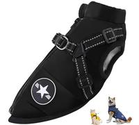 Furry King Dog Winter Coat, FurryKing 3 in 1 Winter Jacket, Windproof Dog Snow Jacket with Harness and Zipper for Small Medium Large Dogs/Cats (Small,Black)