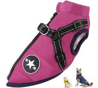 Furry King Dog Winter Coat, FurryKing 3 in 1 Winter Jacket, Windproof Dog Snow Jacket with Harness and Zipper for Small Medium Large Dogs/Cats (4XL,Purple)