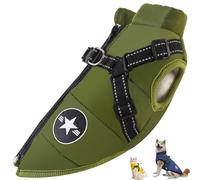 Furry King Dog Winter Coat, FurryKing 3 in 1 Winter Jacket, Windproof Dog Snow Jacket with Harness and Zipper for Small Medium Large Dogs/Cats (5XL,Army Green)
