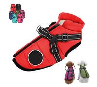 Furry King Dog Winter Coat, FurryKing 3 in 1 Winter Jacket with Harness, Waterproof Windproof Dog Jacket with Zipper, for Small Medium Large Dogs (Red,5XL)