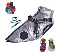 Furry King Dog Winter Coat, FurryKing 3 in 1 Winter Jacket with Harness, Waterproof Windproof Dog Jacket with Zipper, for Small Medium Large Dogs (Silver + Tow Rope,X-Large)