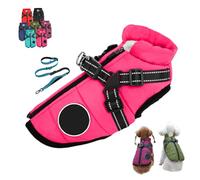 Furry King Dog Winter Coat, FurryKing 3 in 1 Winter Jacket with Harness, Waterproof Windproof Dog Jacket with Zipper, for Small Medium Large Dogs (Pink + Tow Rope,Small)