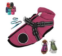 Furry King Dog Winter Coat, FurryKing 3 in 1 Winter Jacket with Harness, Waterproof Windproof Dog Jacket with Zipper, for Small Medium Large Dogs (Purple + Tow Rope,X-Large)