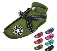 Furry King Dog Winter Coat with Zipper Warm Fleece Dogs Snowsuit Windproof, 3 in 1 Winter Jacket, Dog Coat with Harness Built in (#6,XX-Large)