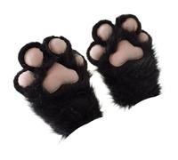 Furry Paws - Guantes de felpa con diseño de huellas de gato de dibujos animados, oso suave, guantes de gato, guantes lindos y térmicos para adolescentes, guantes peludos cálidos para niños y niñas