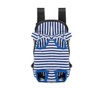 Furry Pawsy Carrier, Furry Pawsy Cat Carrier, Pet Carrier Backpack, Cat Carrier Bag with Leg Holes, Easy-fit Chest Carrier for Small Dogs Cats Puppies (Small,B-Blue Stripe)