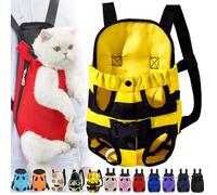 Furry Pawsy Cat Carrier, Furry Pawsy Carrier, Portable Pet Carrier Backpack, Adjustable Pet Front Cat Dog Carrier Backpack, Legs out, Easy-fit Chest Carrier for Small Dogs Cats (Yellow-b,Large)