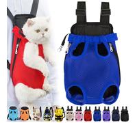 Furry Pawsy Cat Carrier, Furry Pawsy Carrier, Portable Pet Carrier Backpack, Adjustable Pet Front Cat Dog Carrier Backpack, Legs out, Easy-fit Chest Carrier for Small Dogs Cats (Dark Blue,Large)