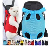 Furry Pawsy Cat Carrier, Furry Pawsy Carrier, Portable Pet Carrier Backpack, Adjustable Pet Front Cat Dog Carrier Backpack, Legs out, Easy-fit Chest Carrier for Small Dogs Cats (Light Blue,Large)