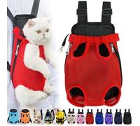 Furry Pawsy Cat Carrier, Furry Pawsy Carrier, Portable Pet Carrier Backpack, Adjustable Pet Front Cat Dog Carrier Backpack, Legs out, Easy-fit Chest Carrier for Small Dogs Cats (Red,Large)