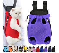Furry Pawsy Cat Carrier, Furry Pawsy Carrier, Portable Pet Carrier Backpack, Adjustable Pet Front Cat Dog Carrier Backpack, Legs out, Easy-fit Chest Carrier for Small Dogs Cats (Purple,Medium)