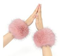 Furry Wrist Cuff Arm Warmers - Plush Winter Handsleeves Accessory for Cold Weather Styling Outdoor Activitivities Ice Skating Ski Trips Holiday Parties Seasonal Fashion for Women Girls, Rosa., Siehe
