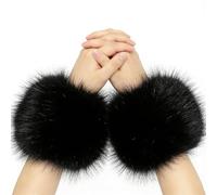 Furry Wrist Cuffs - Winter Arm Sleeves for Women Girls Holiday Wear | Soft Faux with Elastic Fit, Warm Wrist Arm Cuffs for Ice Skating Skiing Outdoor Events Costume Party Cold Weather Styling