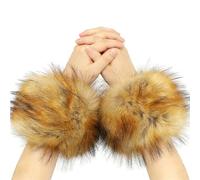 Furry Wrist Cuffs - Winter Arm Sleeves for Women Girls Holiday Wear | Soft Faux with Elastic Fit, Warm Wrist Arm Cuffs for Ice Skating Skiing Outdoor Events Costume Party Cold Weather Styling