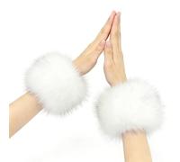 Furry Wrist Cuffs - Winter Arm Sleeves for Women Girls Holiday Wear | Soft Faux with Elastic Fit, Warm Wrist Arm Cuffs for Ice Skating Skiing Outdoor Events Costume Party Cold Weather Styling