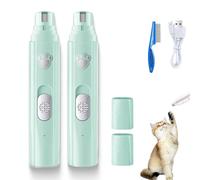 Furrybasics Silent Paw Pro, Rechargeable Electric Quiet Dog Nail Grinder, Furrybasics Paw Trimmer, Low-Noise Rechargeable Pet Shaver for Cats & Dogs (Green*2pcs)