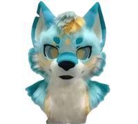 Fursuit Head Wolf Fox Furry Mask, cabeza de cosplay de animales de felpa hecha a mano, disfraz peludo ajustable transpirable para adultos