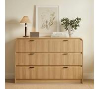 FURSUN Cómoda acanalada de 54 pulgadas de ancho con 6 cajones para dormitorio, cómoda de madera de gran almacenamiento con perfil curvado y asas de metal, cómoda moderna para dormitorio, sala de estar