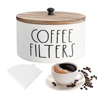 Furtryvl Almacenamiento de filtro de café, decoración rústica de madera de granja con tapa, contenedor de filtro de café para mostrador, para camping, viajes, cerveza y servicio de