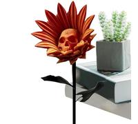 Furtryvl Cabeza de esqueleto de Halloween, simulación de Halloween, diseño de calavera de girasol, centros de mesa góticos para granja, camino al aire libre, jarrón, chimenea, fiesta, festival, patio