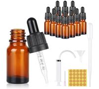 Furuising 10 Piezas Bote Cuentagotas Cristal, 10ml Frasco Cuentagotas, Ambar Botellas Cuentagotas Botella Vacía Tintura con 3ml Cuentagotas Jeringas para Aceite Esencial, Masaje Aromaterapia