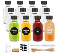 Furuising 12 Piezas 60ml Mini Botella Cristal, Pequeña Shots Botellitas, riutilizzabile Mini Botellas de Cristal con Bolígrafo, Colgante, Embudo para Jengibre, Licor, Bebidas