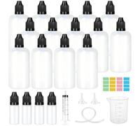 Furuising 14 Piezas 100ml Goteros Cuentagotas Plastico, Cuenta Gotas avec 4 X 10ml Botellas de Líquido, Botellas de Goteo con Tapa, Tapón de Botella, Embudo, Etiquetas, Vasos de Medición para Ojos