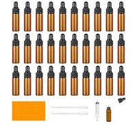 Furuising 30 Piezas Mini Frasco Cristal Cuentagotas, 5ml Botellas Cuentagotas Vidrio, ámbar Frasco Cuentagotas, Mini Botellas Vacías con Pipetas, Jeringa para Aceite Esencial Fragancia Aromaterapia