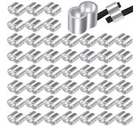 Furuising 50 Piezas Virolas de Aluminio, 4mm Bucle de Aluminio para Cable, Manguito de Bucle de Aluminio Dobles con Estuche para Cuerdas o Cables de 4mm