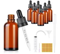 Furuising 6 Piezas Bote Cuentagotas Cristal, 30ml Frasco Cuentagotas, Ambar Botellas Cuentagotas Botella Vacía Tintura con 3ml Cuentagotas Jeringas para Aceite Esencial, Masaje Aromaterapia