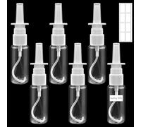 Furuising 6 Piezas Botellas de Aerosol Nasal, 30ml Plástico Botella de Spray Nasal, Vacía Botellas de Pulverizador con 8 Pegatinas para Aceite Esencial Salino