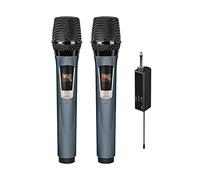 FURUIWUFENG micrófono inalámbrico Micrófono inalámbrico Profesional para Cantar. UHF Micrófono dinámico de Karaoke dinámico con Receptor Recargable Micrófono de Mano Dual Metal (Quantity : Two)