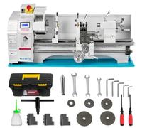 Furvveerr Mini Torno para Metal Pequeños Tornos Metálicos 220mmx750mm Torno de Metal de Mesa Tornos Metálicos 1100W Motores Sin Cepillo LED Fabricación de Velocidad Variable Métrica y Alambre Inglés