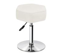 FURWOO Taburete de Belleza Hexagonal con cojín de Terciopelo Taburete de Maquillaje Ajustable en Altura para tocador Blanco